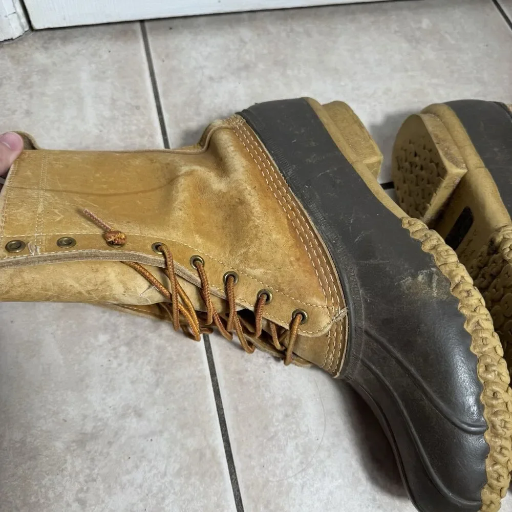 LL Bean Boots Duck Boots Mens 11 M Tan Hiking Leather Waterproof Made in USA